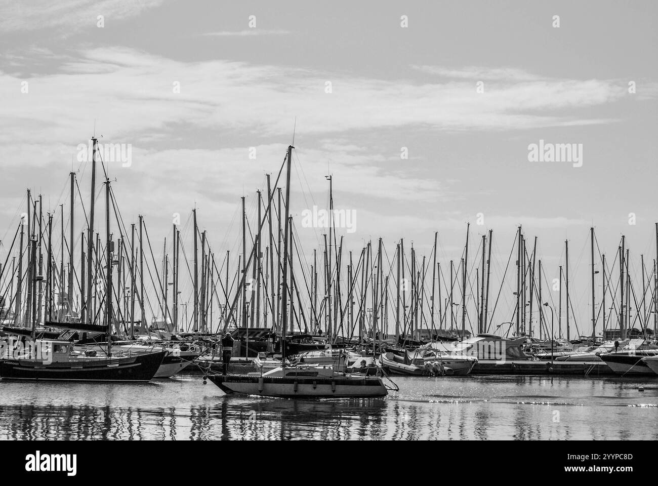 Monochromer Blick auf Palma, Mallorca Stockfoto