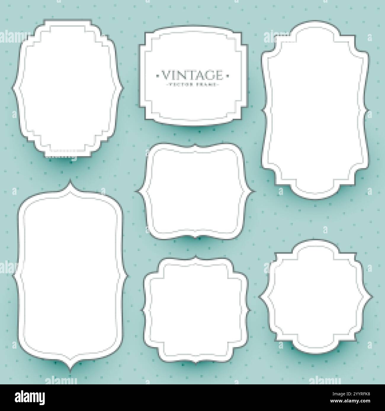 Klassische weiße Vintage-Rahmen und Aufkleber Stock Vektor