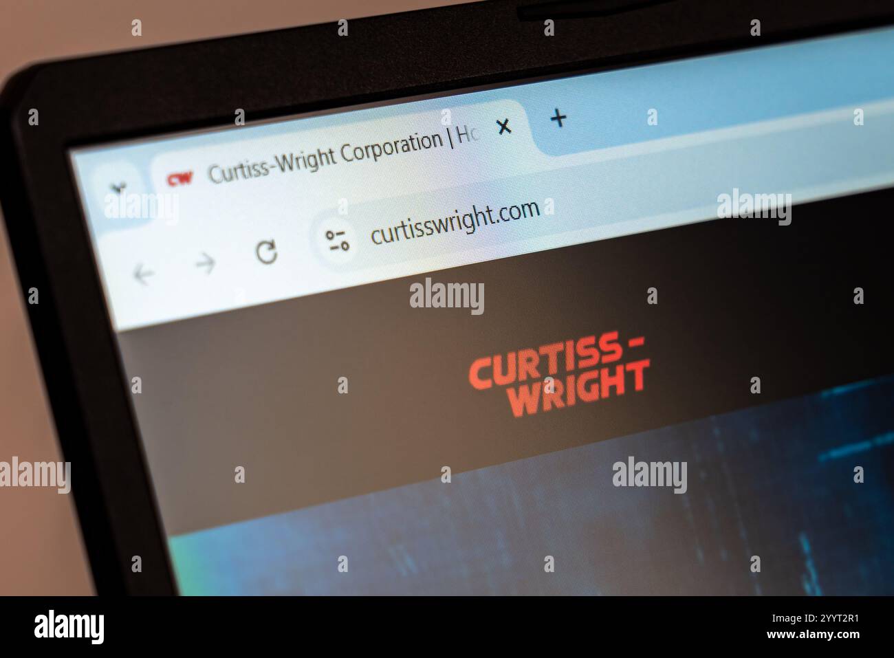 New York, USA – 21. Dezember 2024: Die Homepage der Curtiss-Wright-Website wird auf dem Laptop-Bildschirm mit Logo angezeigt. Engineering- und Rüstungsunternehmen bereitstellen Stockfoto