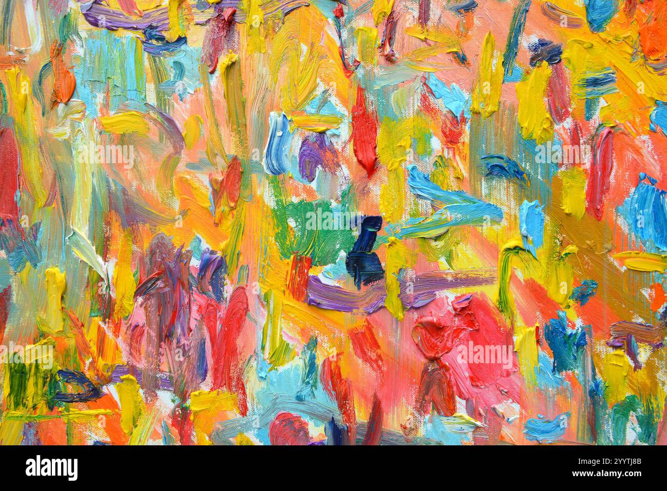 Farbe der Leben. Expressionistische Stimmung, Textur Pinsel malen gezeichnet lebendige bunte Öl auf Leinwand. Stockfoto
