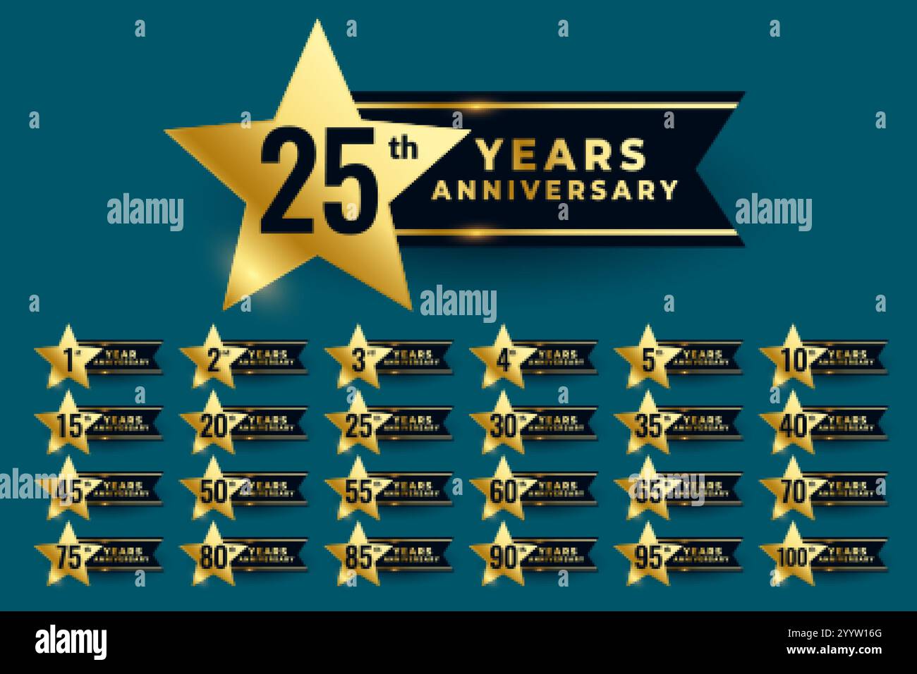 Star-Labels zum Hochzeitstag Stock Vektor