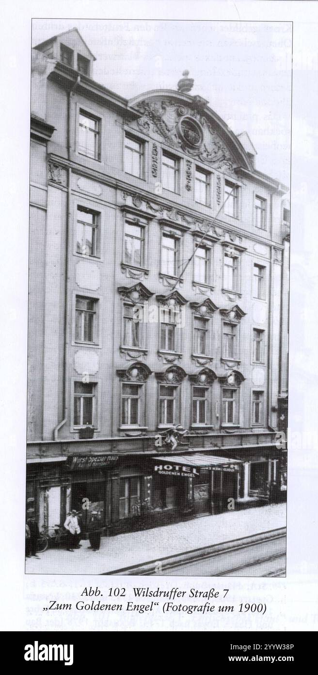 Dresden, Wilsdruffer Straße Nr. 7, Hotel ''zum Goldenen Engel'' (Fotografie um 1900). Stockfoto