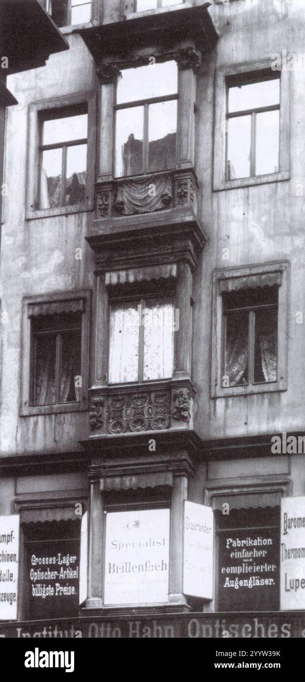 Dresden, Wilsdruffer Straße Nr 42 (Fotografie um 1900), Erker. Stockfoto