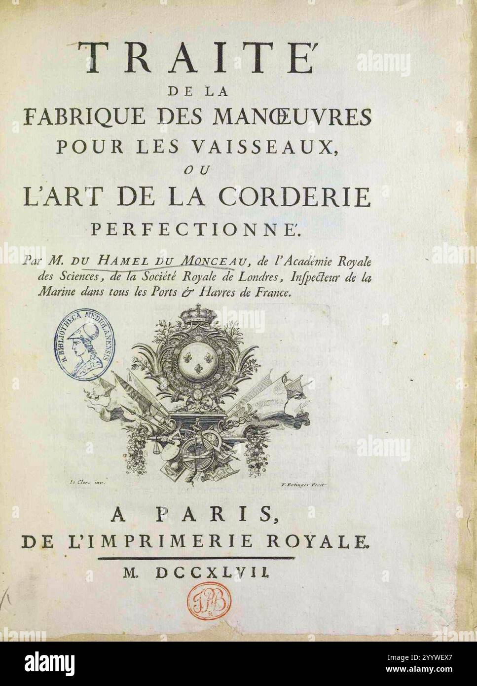 Duhamel du Monceau, Henri Louis – Traité de la fabrique des manoeuvres pour les vaisseaux, 1747 Stockfoto