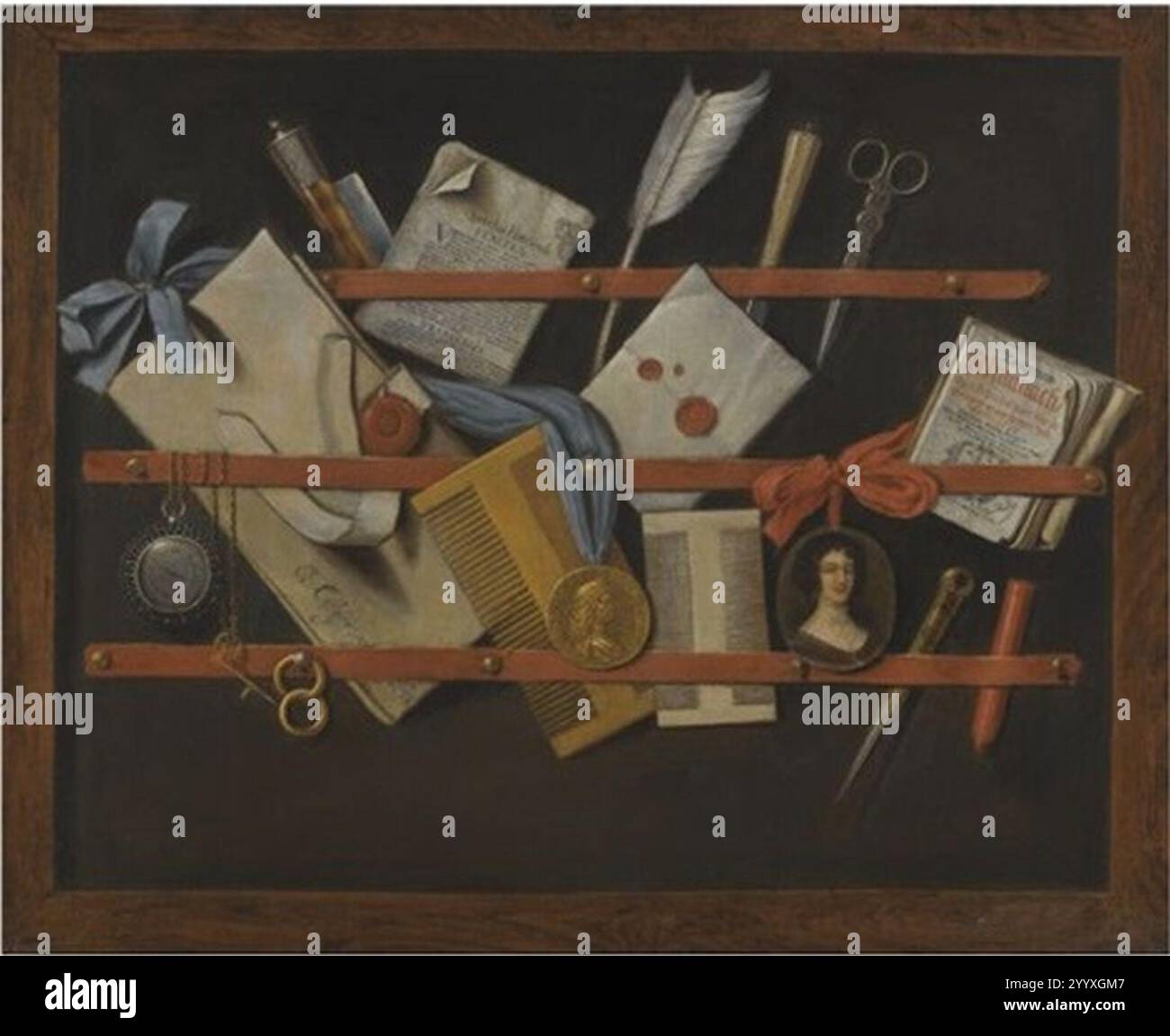 Edward Collier - Trompe-l'oeil Stillleben eines Briefträgers. Stockfoto