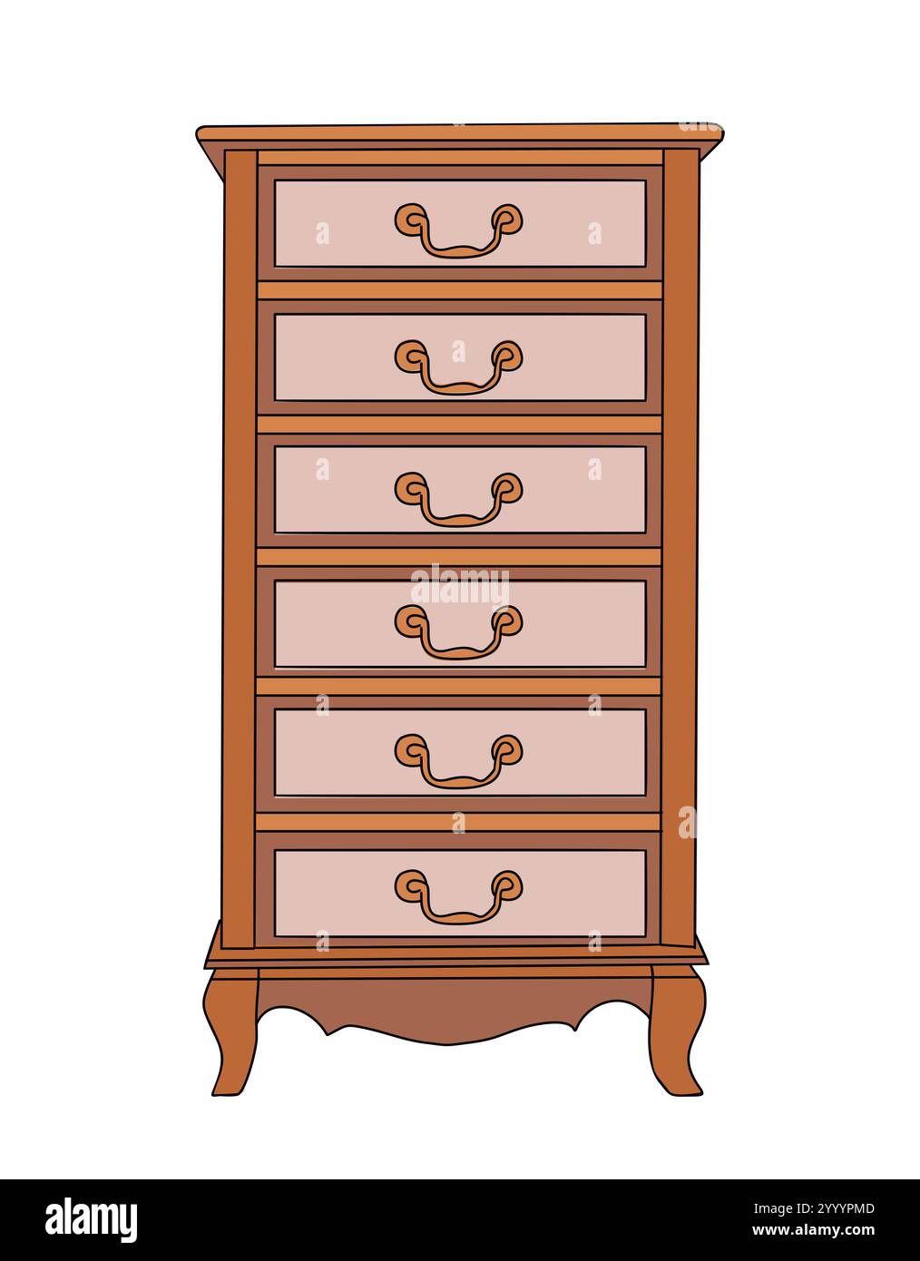 Antiker Schrank, Sideboard oder Kommode. Stock Vektor