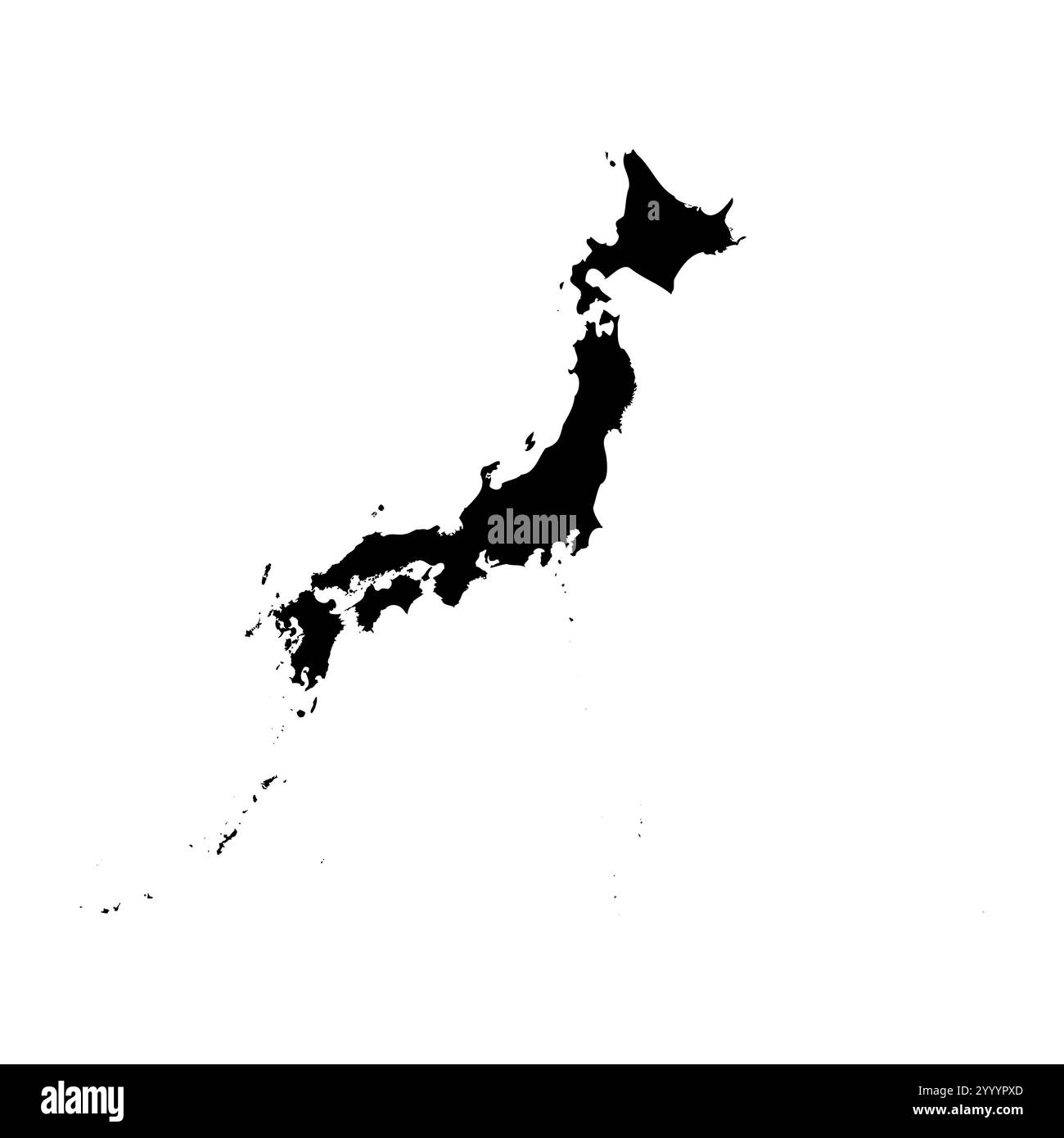 Japan hohe detaillierte Vektordarstellung der Ländersilhouette in massivem Schwarz auf weißem Hintergrund. Für pädagogische, dekorative oder informative Zwecke zur Darstellung der nationalen Umrisse. Stock Vektor