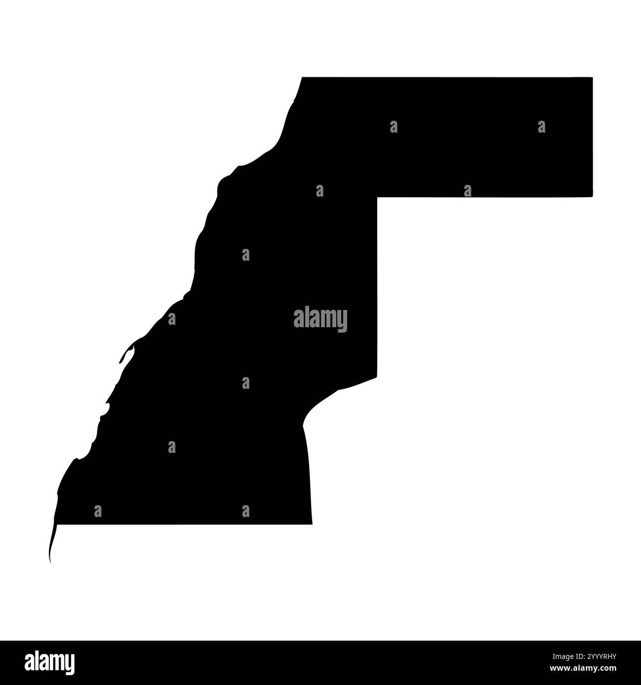Westliche Sahara hohe detaillierte Vektordarstellung der Landsilhouette in massivem Schwarz auf weißem Hintergrund. Für pädagogische, dekorative oder informative Zwecke zur Darstellung der nationalen Umrisse. Stock Vektor