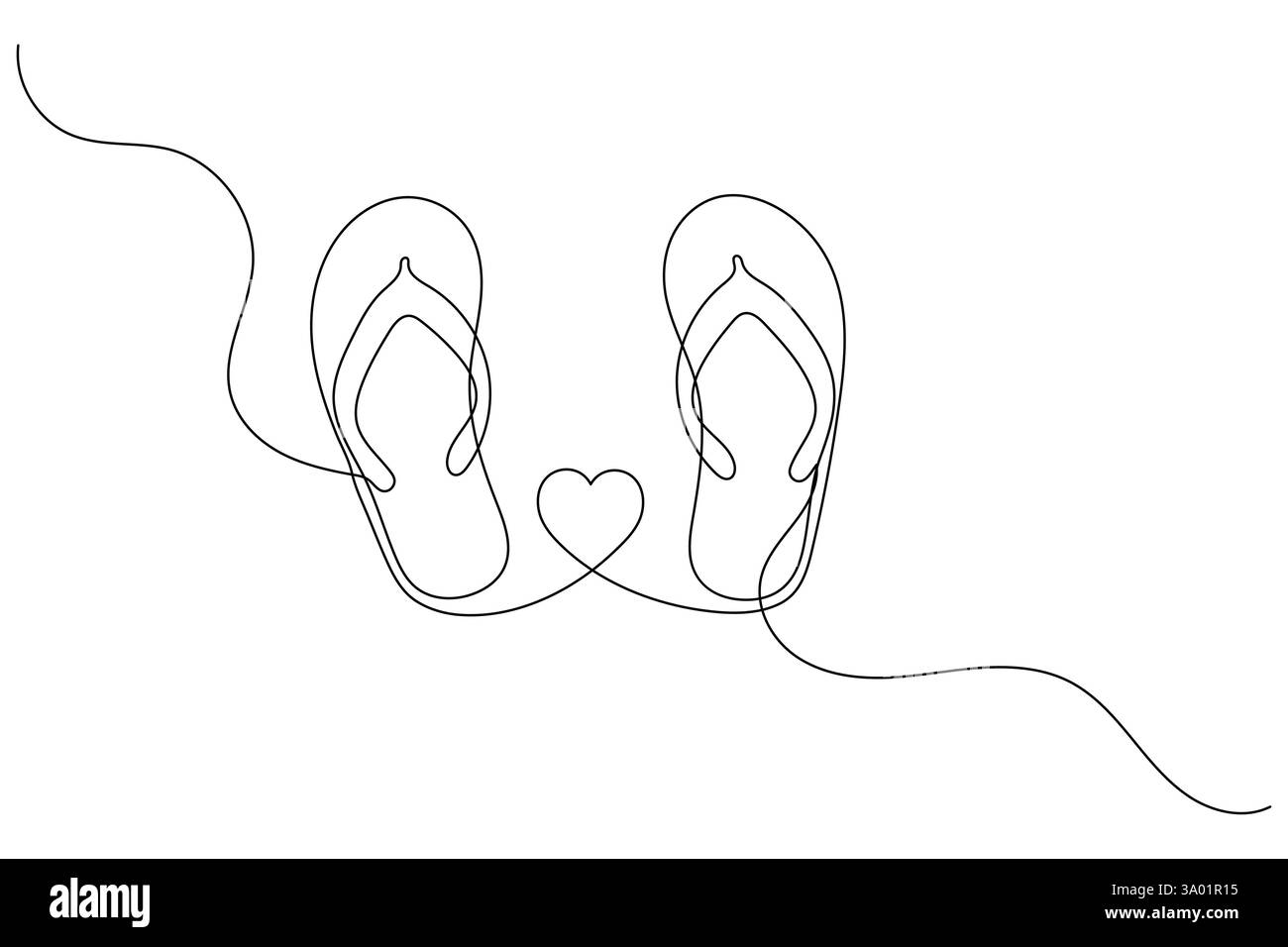 Strandschuhe Sandalen eine Linie Kunstzeichnung und minimalistischer Stil isolieren die Kontur Vektor-Ikone Stock Vektor