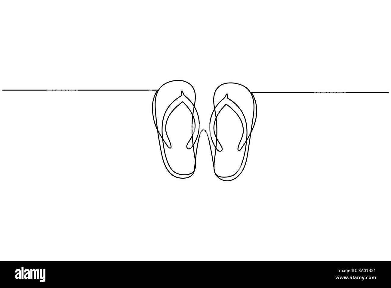 Strandschuhe Sandalen eine Linie Kunstzeichnung und minimalistischer Stil isolieren die Kontur Vektor-Ikone Stock Vektor