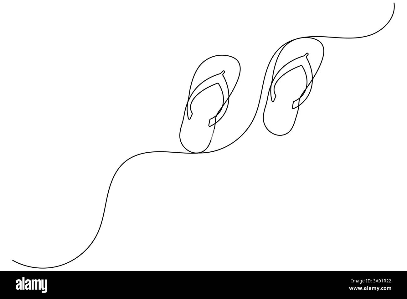 Strandschuhe Sandalen eine Linie Kunstzeichnung und minimalistischer Stil isolieren die Kontur Vektor-Ikone Stock Vektor