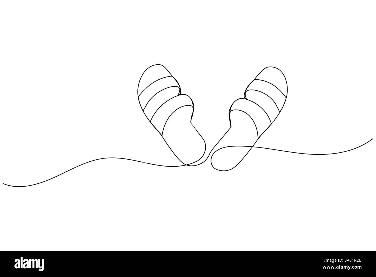 Strandschuhe Sandalen eine Linie Kunstzeichnung und minimalistischer Stil isolieren die Kontur Vektor-Ikone Stock Vektor