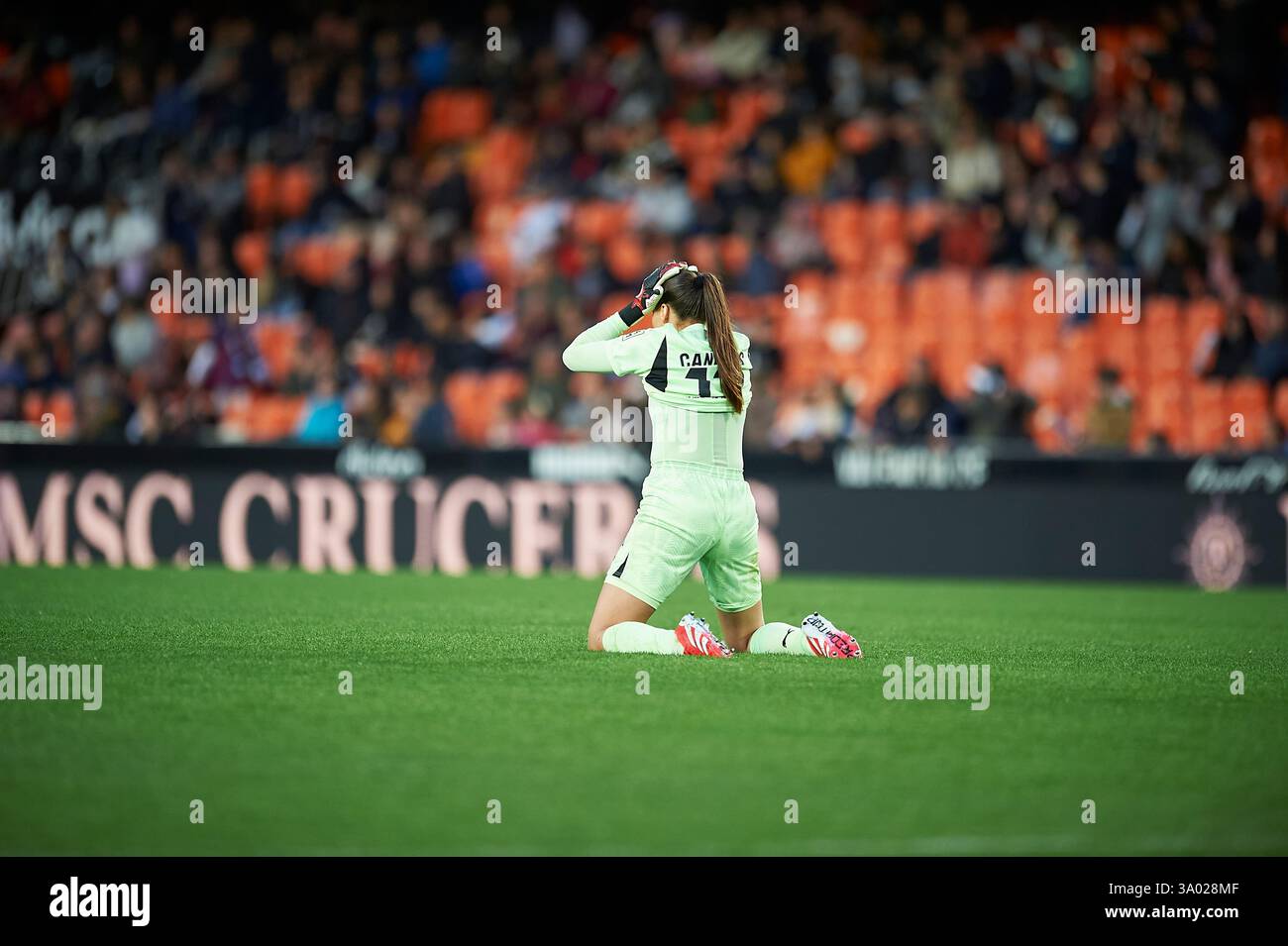 Antonia Canales von Valencia CF wurde in der Liga-F-Runde 20 zwischen Valencia CF und Levante UD im Mestalla-Stadion (Valencia) gezeigt. Abschließender Sc Stockfoto