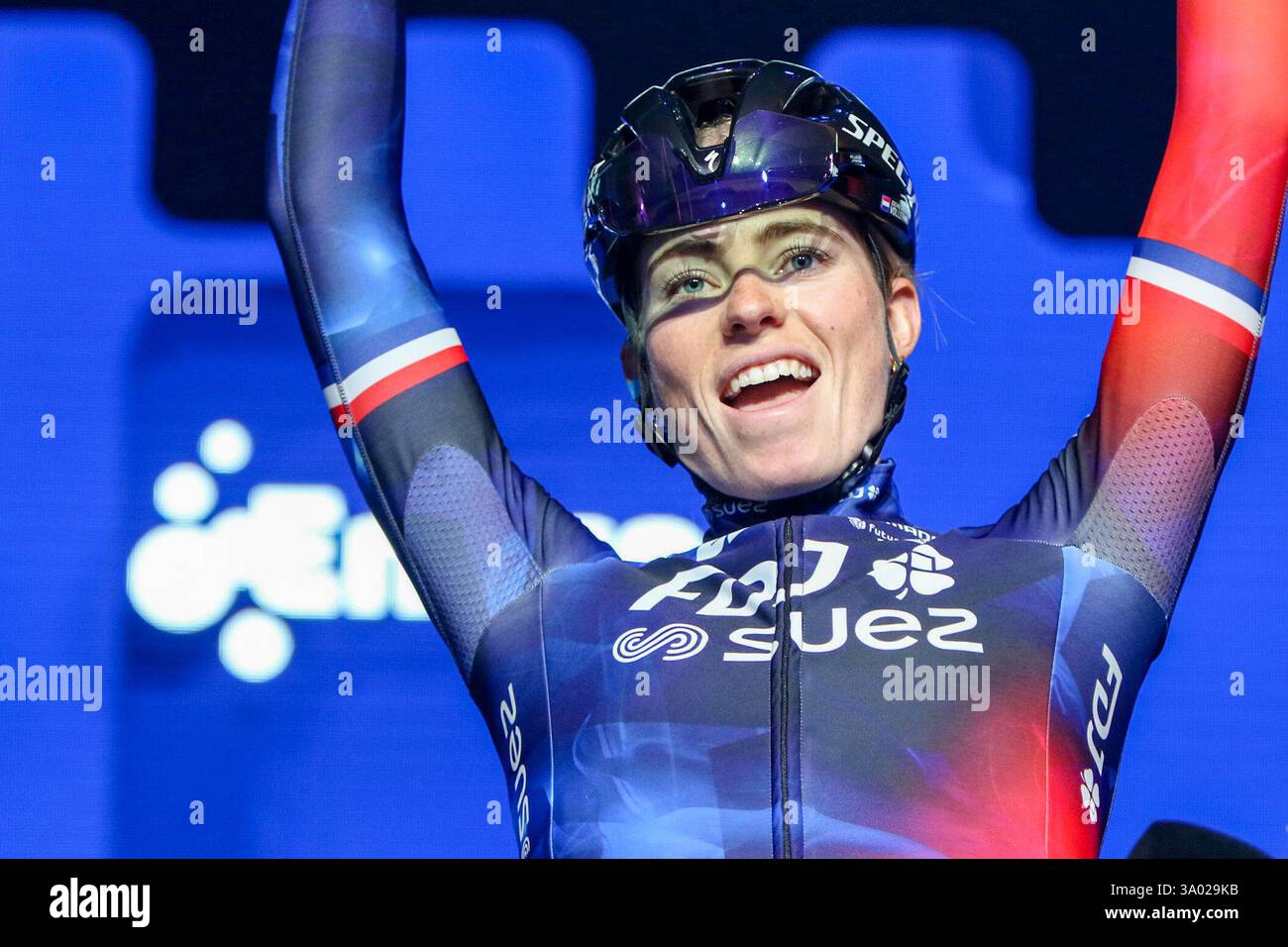 Ninove, Belgien. März 2025. NINOVE, BELGIEN - 1. MÄRZ: Demi Vollering während der Omloop Het Nieuwsblad am 1. März 2025 in Ninove, Belgien (Foto: Sportfoto/Orange Pictures) Credit: Orange Pics BV/Alamy Live News Stockfoto