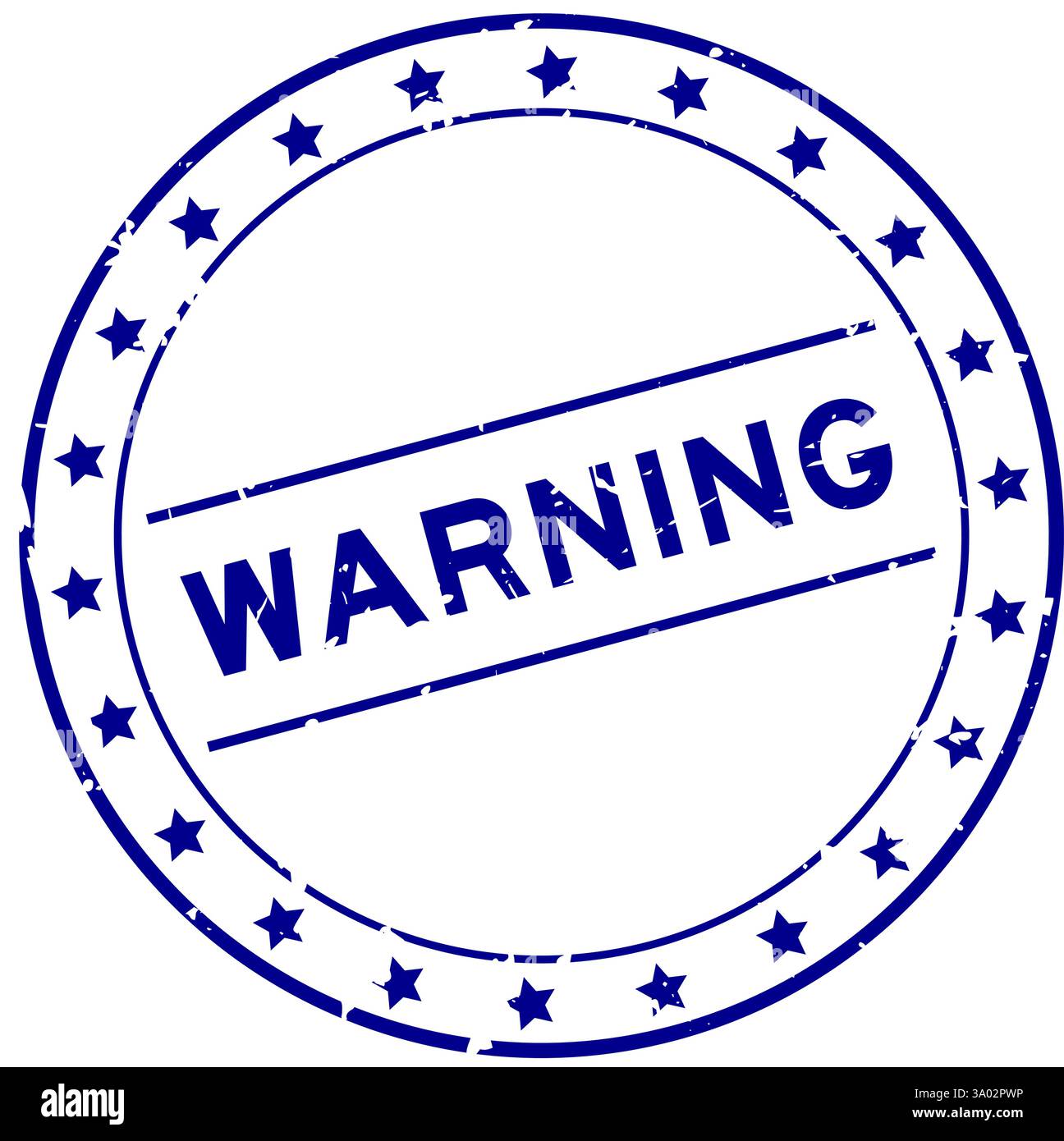 Grunge blaues Warnwort runder Gummisiegelstempel auf weißem Hintergrund Stock Vektor