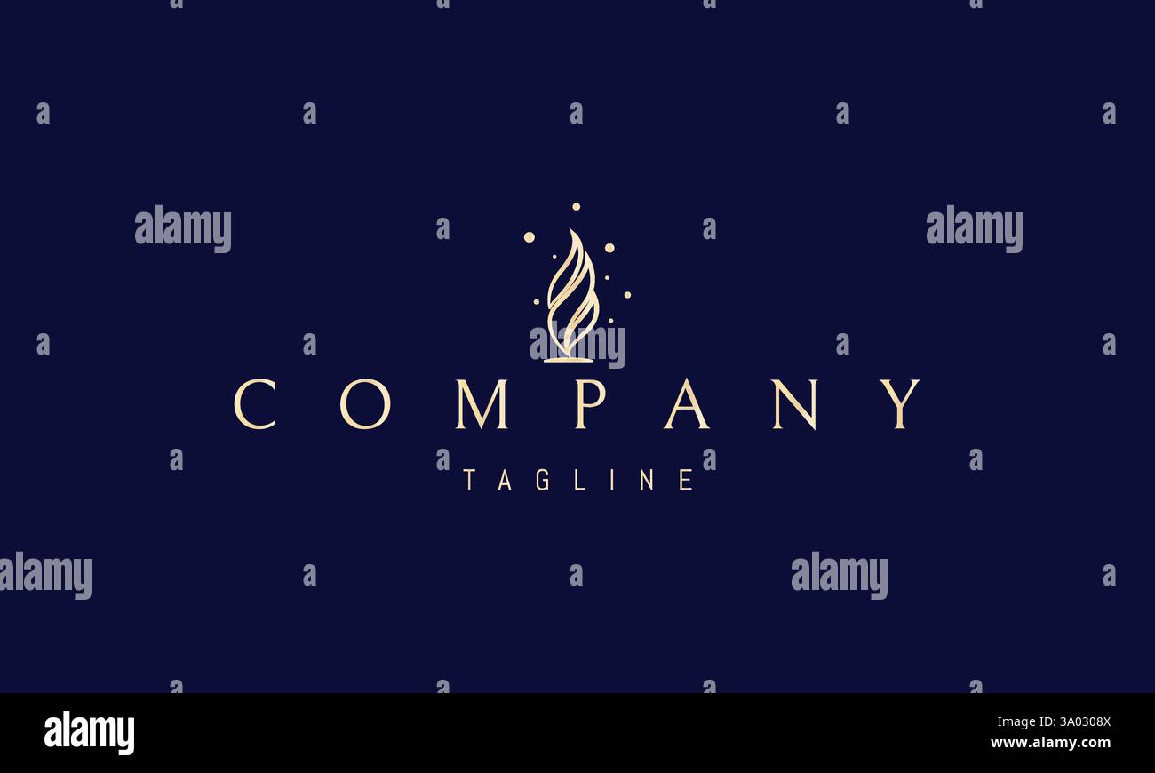 Goldenes Vektor-Logo mit einem abstrakten Bild einer Flamme in Form eines Blattes. Stock Vektor Goldenes Vektor-Logo mit einem abstrakten Bild einer Flamme in Form eines Blattes. Stock Vektor