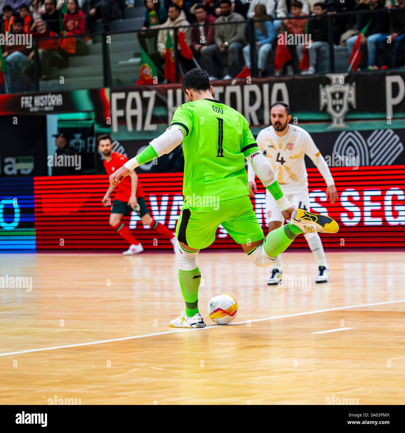 Februar, lissabon, Portugal - UEFA Futsal EURO 2026 Portugal gegen Macedónia do Norte Stockfoto
