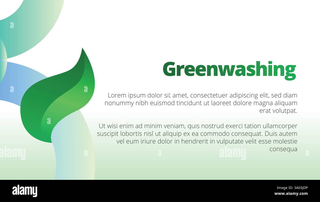 Greenwashing-Konzept. Präsentationsvorlagen Layout des Geschäftsberichts des Unternehmens. Abstrakte grüne Blätter mit Linienverlauf Clean Look Vector Templa Stock Vektor