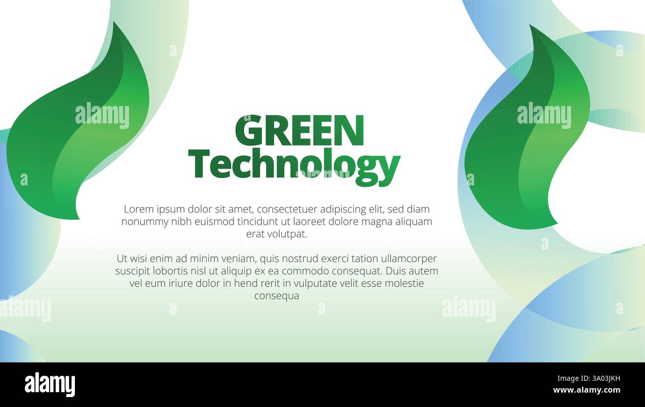 Konzept der grünen Technologie. Präsentationsvorlagen Layout des Geschäftsberichts des Unternehmens. Abstrakte grüne Blätter mit Linienverlauf Clean Look Vector te Stock Vektor