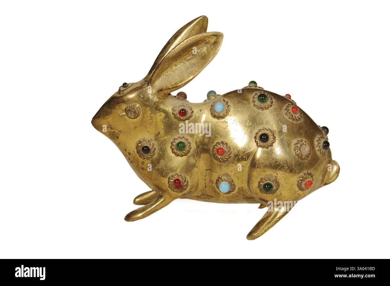 Kunsthandwerk, Kaninchen auf weißem Hintergrund, Indien, Asien Stockfoto