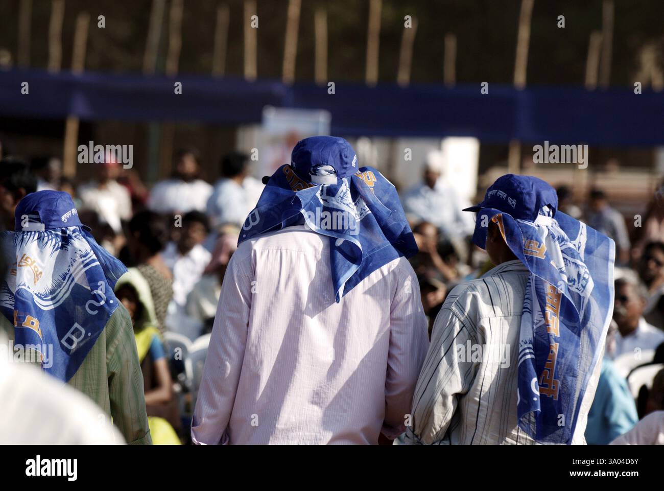Unterstützer der bahujan Samaj Party BSP Wahlkampfkundgebung für die Bundestagswahl, Bombay Mumbai, Maharashtra, Indien, Asien Stockfoto