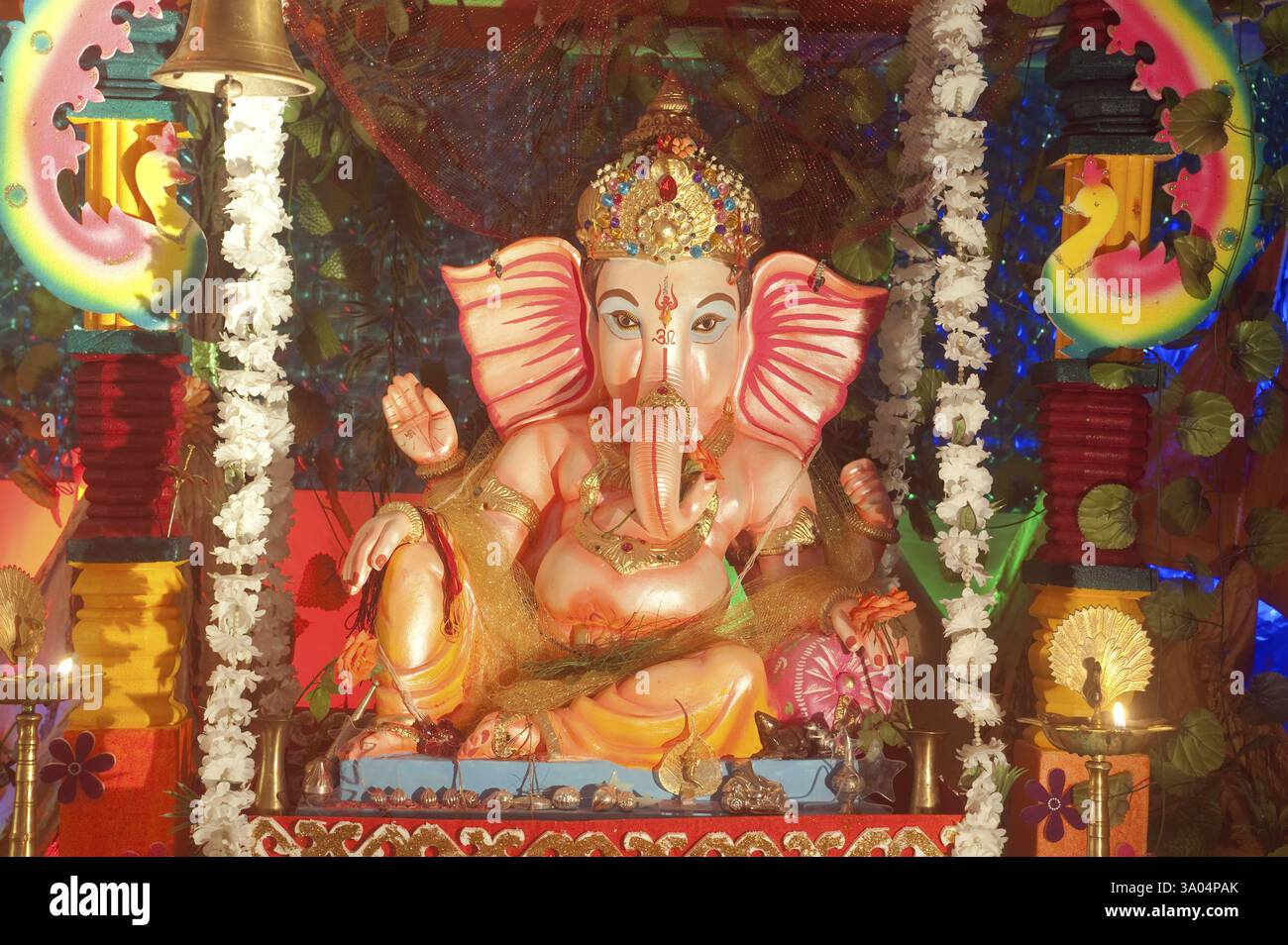 Idol von Lord ganesh auf dem Ganpati Festival, Bombay Mumbai, Maharashtra, Indien 2009 Stockfoto