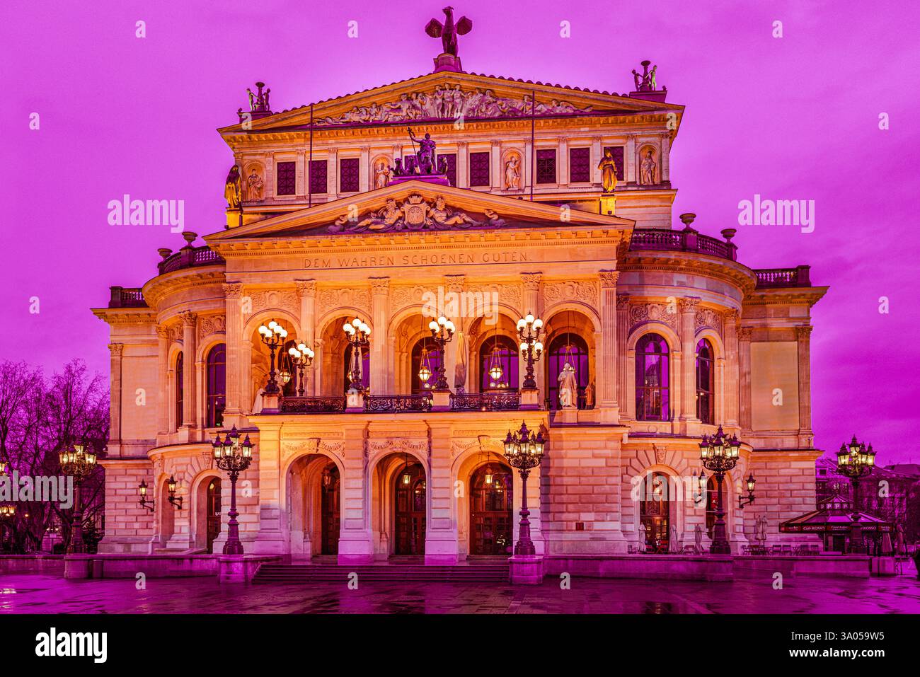 Alte Oper in Frankfurt bei Nacht, Frankfurt am Main, Hessen, Deutschland, Europa Stockfoto