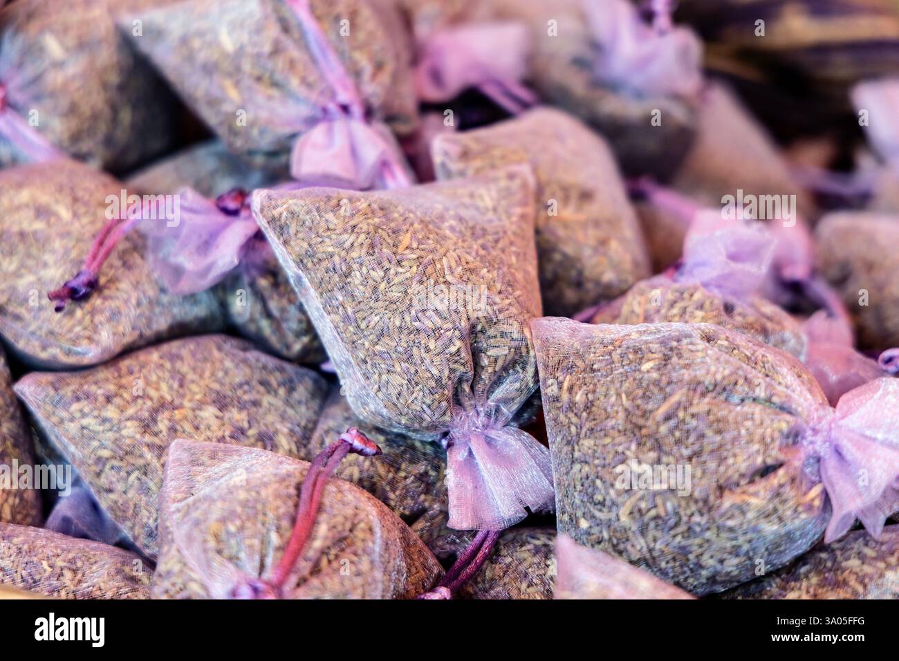 Lavendelbeutel (Columbia Road Flower Market, London, England) Stockfoto