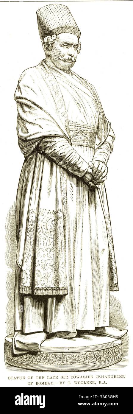 Lithographische Porträts Statue des verstorbenen Sir Cowasjee Jehanghier aus Bombay, Mumbai, Maharashtra Stockfoto