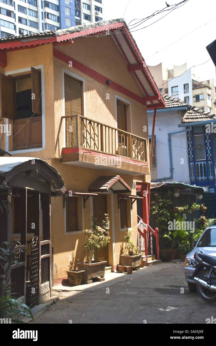 Straße in Khotachi Wadi, Girgaum, Bombay Mumbai, Maharashtra, Indien, Asien Stockfoto