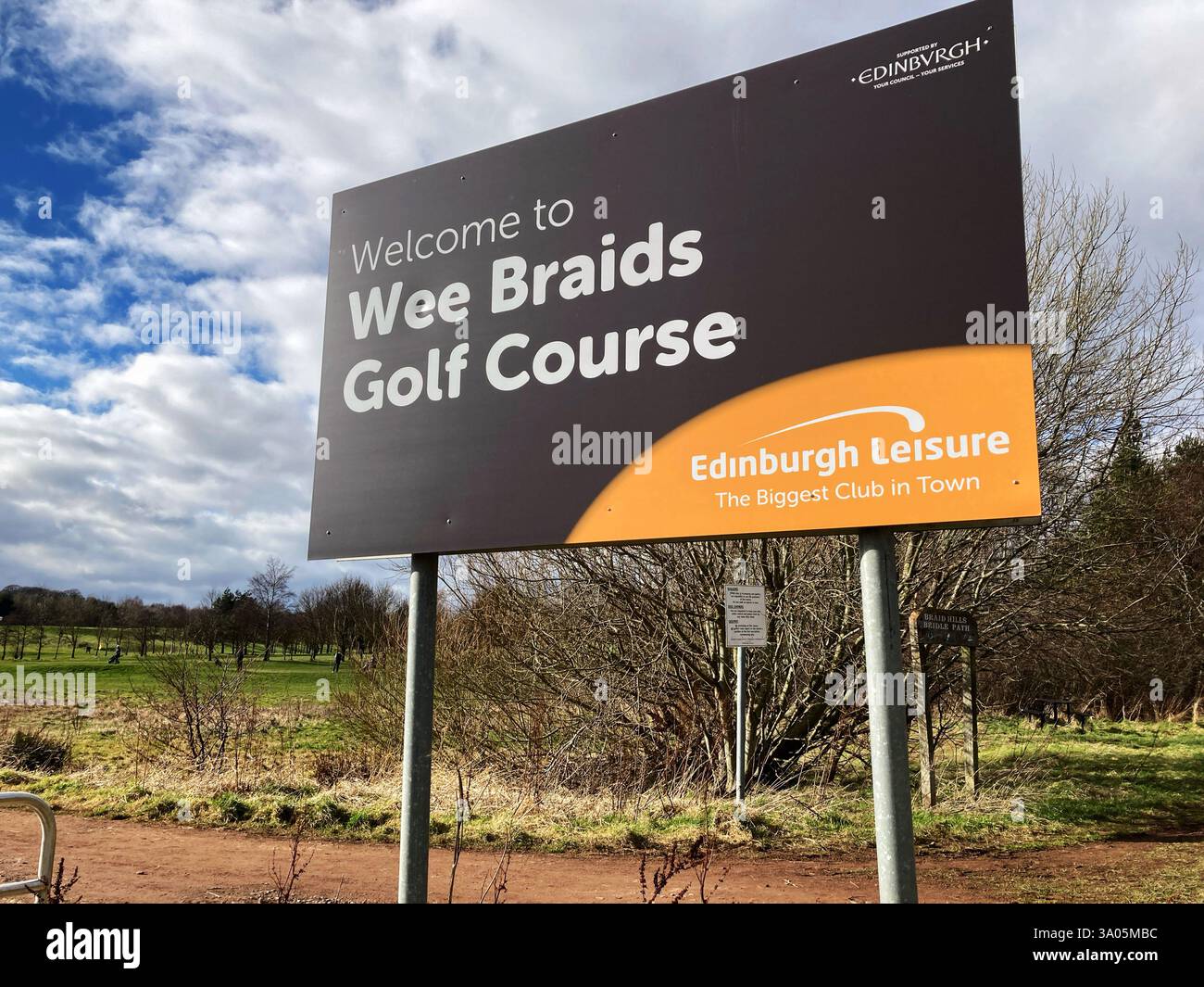 Wee Braids Golf Course Schild, 9-Loch Course, Edinburgh Schottland Stockfoto