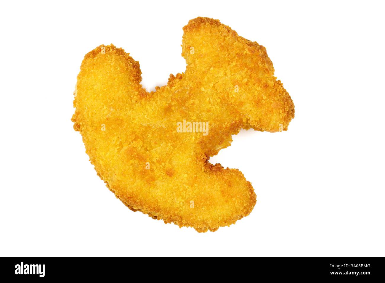Frittiertes Fischfleisch in Form eines Ankers isoliert auf weißem Hintergrund Stockfoto