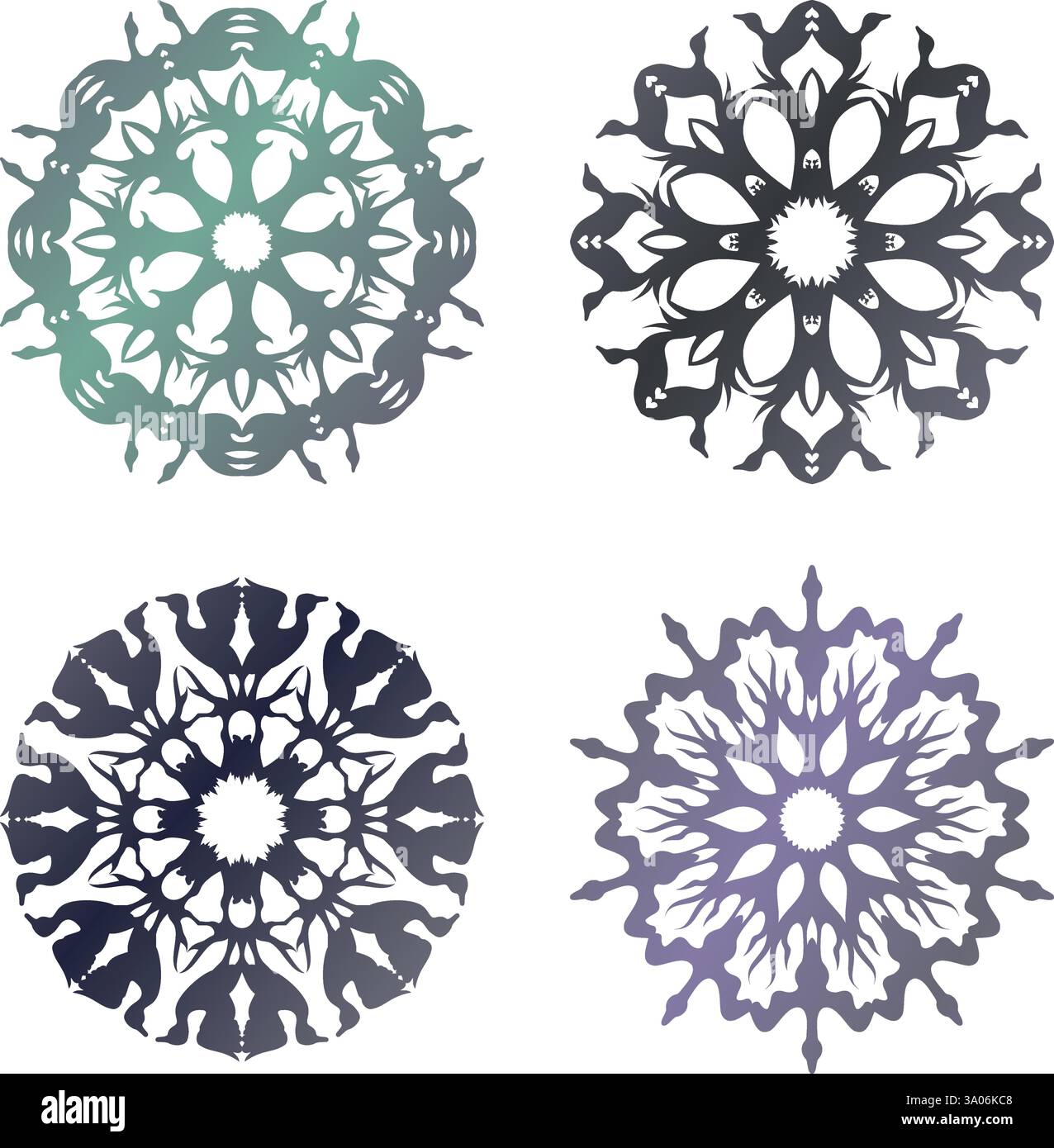 Mandala mit Enten- und Baumsilhouetten Stock Vektor