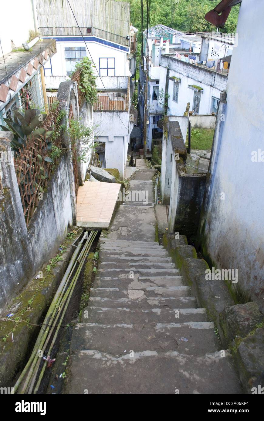 Häuser in Steps, Shillong, Meghalaya, Indien, Asien Stockfoto