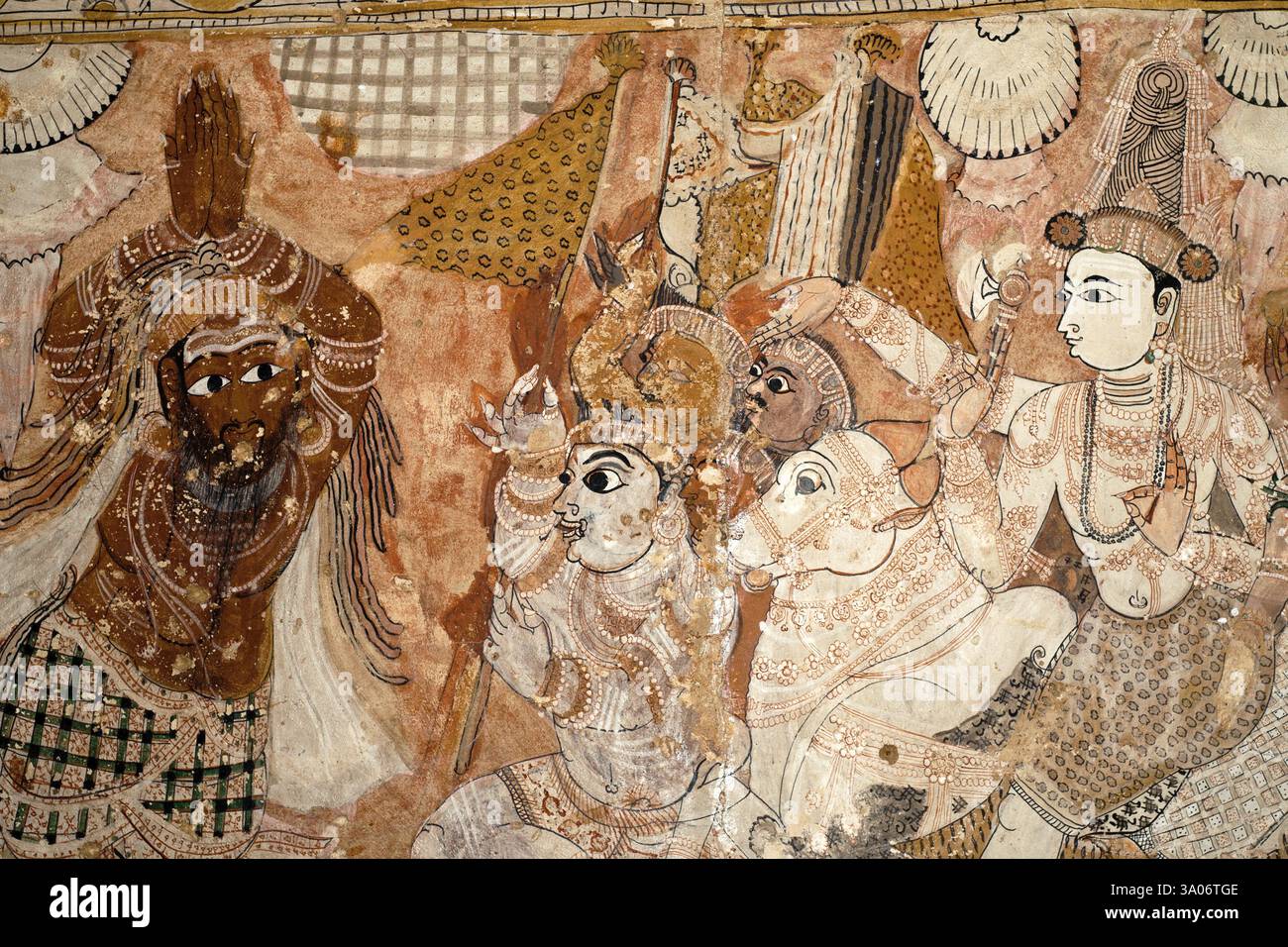 Wandgemälde im Veerabhadra-Tempel in Lepakshi, Andhra Pradesh, Indien, Asien Stockfoto