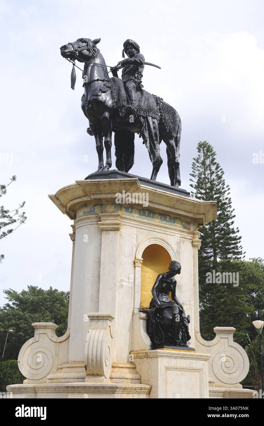 Statue von Tipu Sultan im botanischen Garten, Bangalore, Karnataka, Indien, Asien Stockfoto