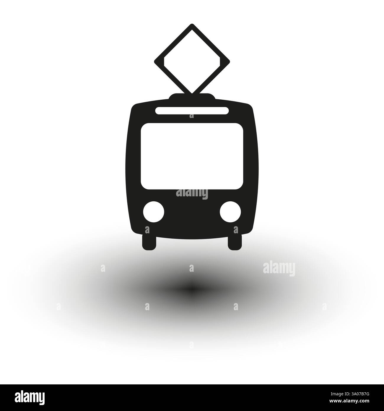 Straßenbahnsymbol. Symbol für öffentliche Verkehrsmittel. Schild für städtisches Fahrzeug. Vektorabbildung. Stock Vektor