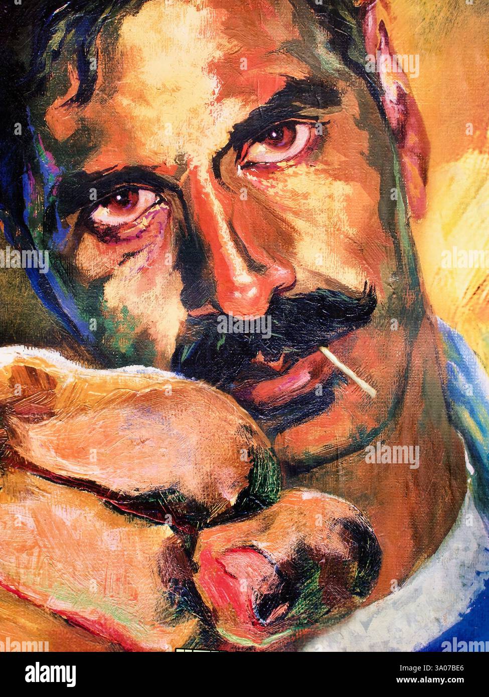 Handgemaltes Filmplakat Detail für Rowdy Rathore (2012), einen indischen Actionfilm mit Akshay Kumar und Regie von Prabhu Deva. Stockfoto