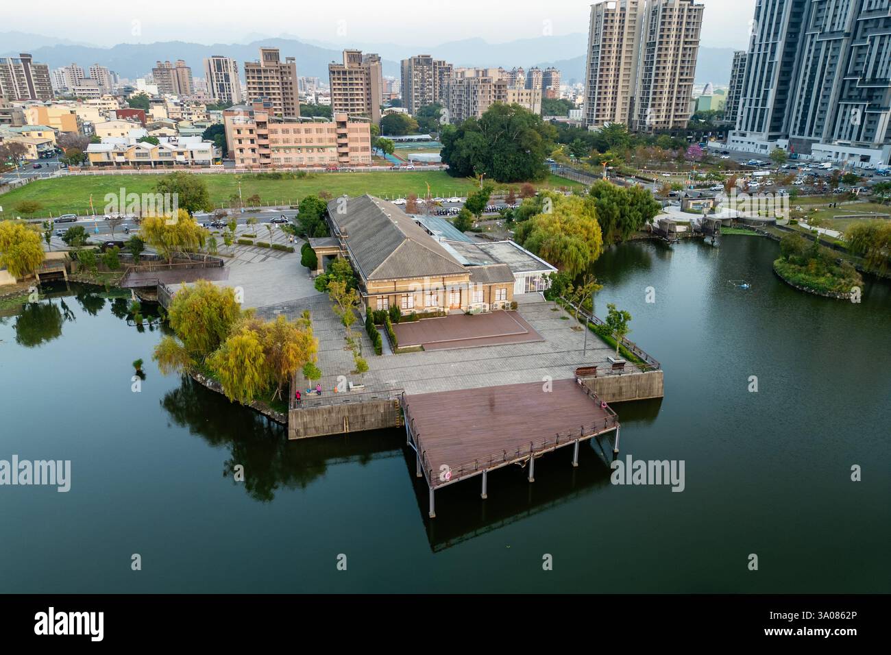 Luftaufnahme des Empire Sugar Factory Industry Museums in Taichung, Taiwan Stockfoto