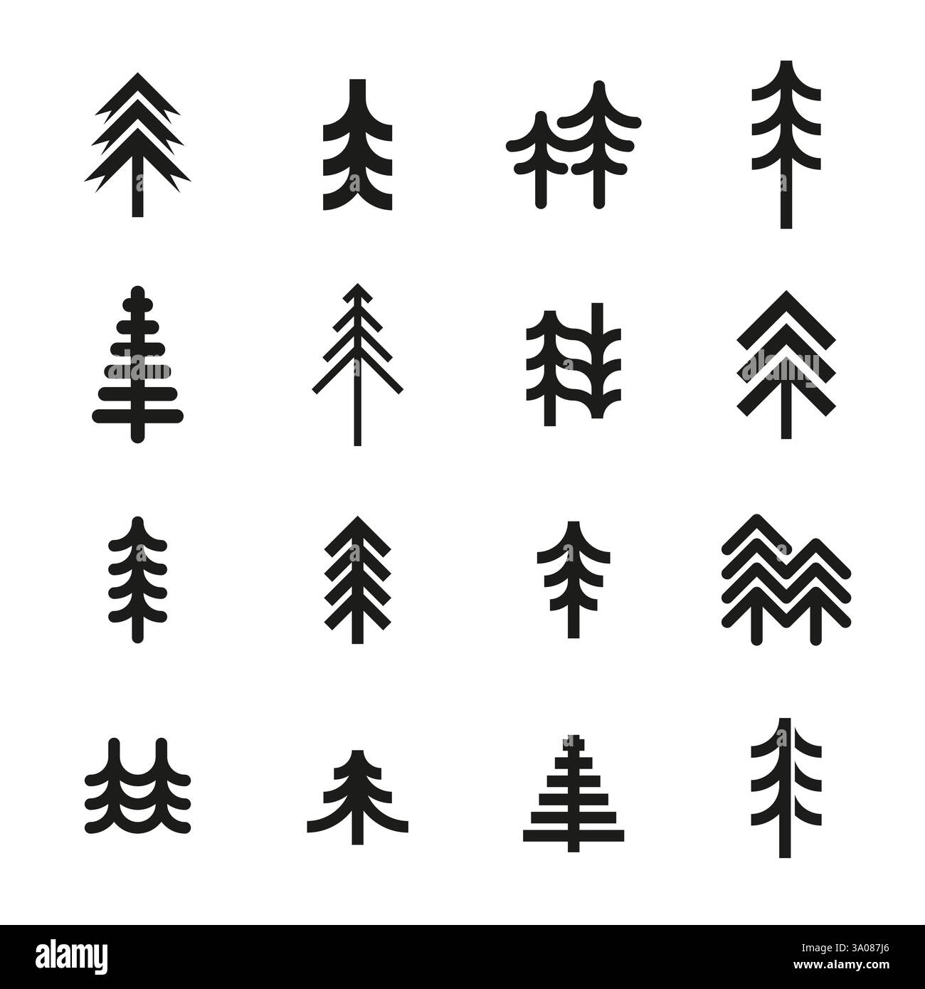 Geometrische Logokollektion Weihnachten, Kiefer, Tanne Stock Vektor