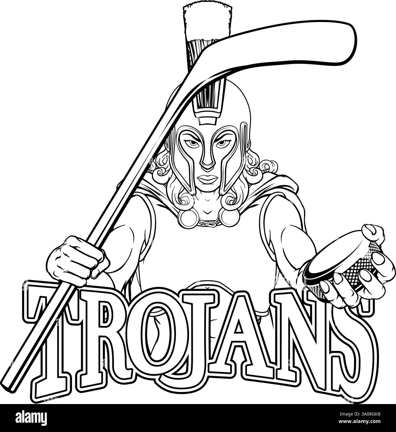 Trojanerin Eishockey Sport Team Maskottchen Stock Vektor