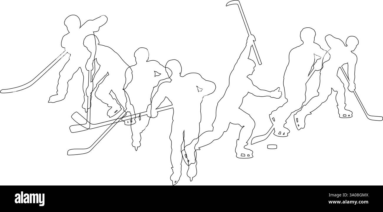 Eishockey Silhouette People Player Silhouetten Stock Vektor