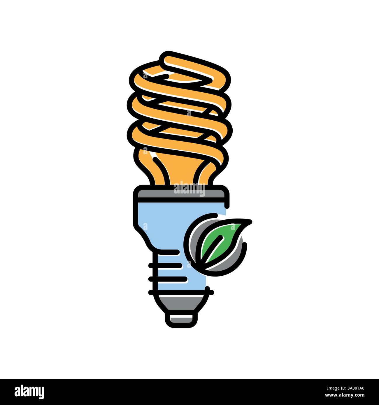 Farbsymbol der Energiesparlampe. Vektorisoliertes Element. Bearbeitbare Kontur. Stock Vektor