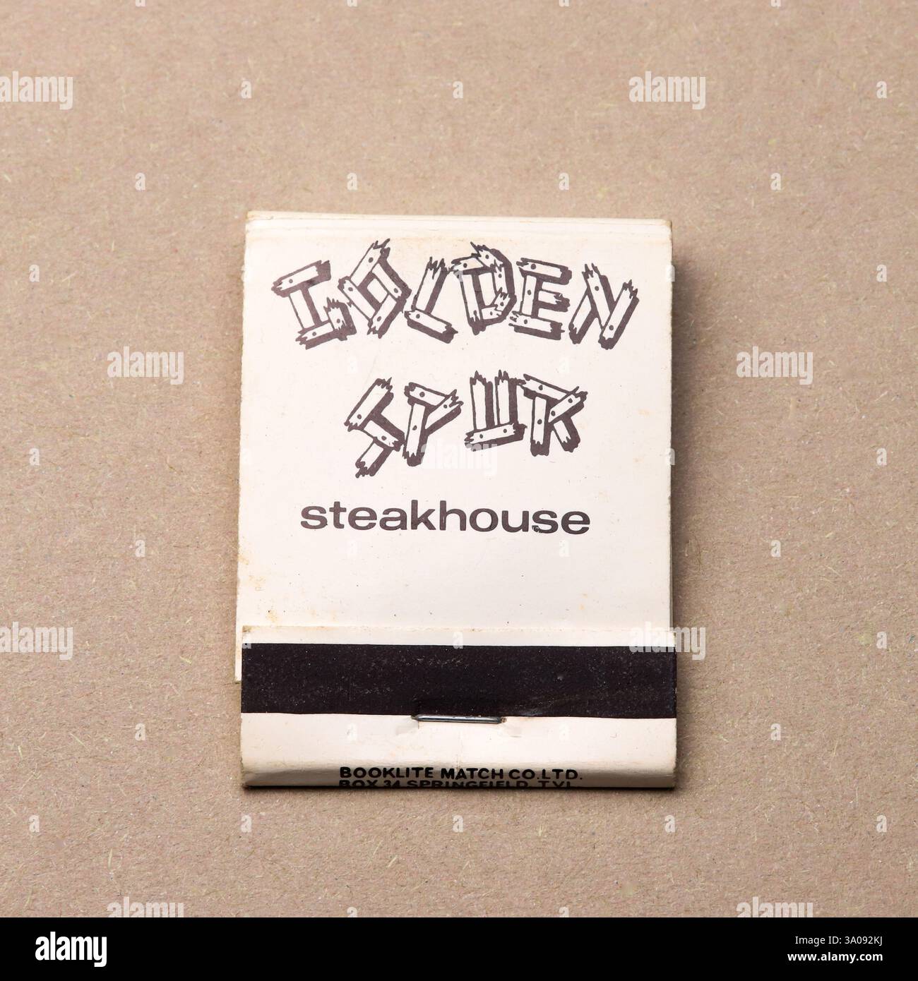 Das Golder Spur (jetzt Spur) Steakhouse Streichbuch aus den späten 1960er Jahren Stockfoto