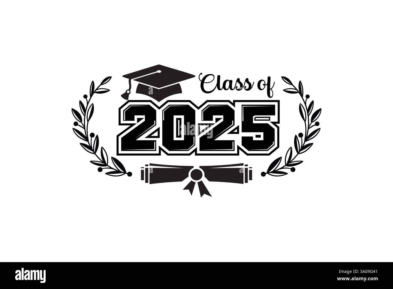 2025 Absolventen. Das Konzept der Gratulation für Schulabsolventen. Stock Vektor
