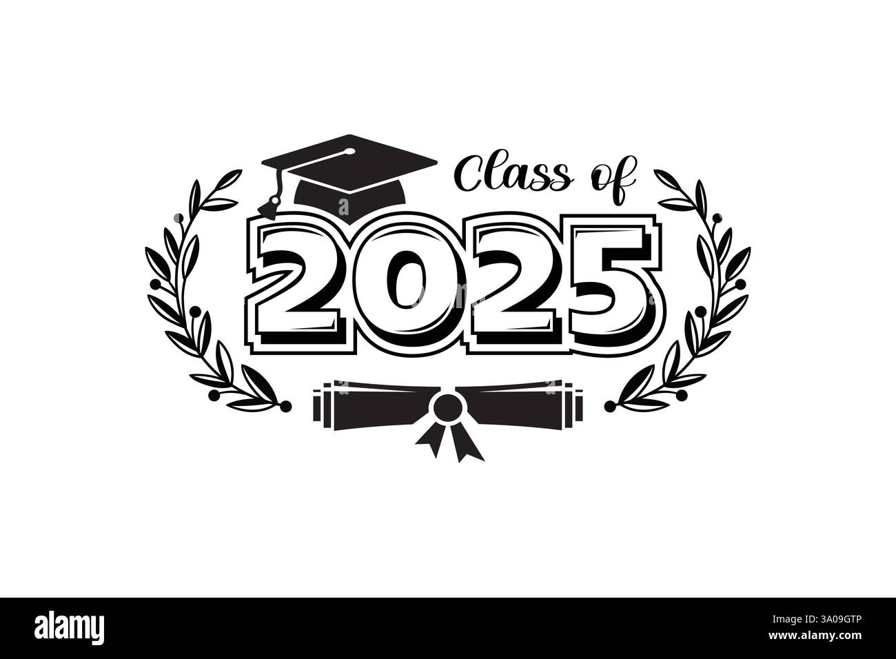 2025 Absolventen. Das Konzept der Gratulation für Schulabsolventen. Stock Vektor