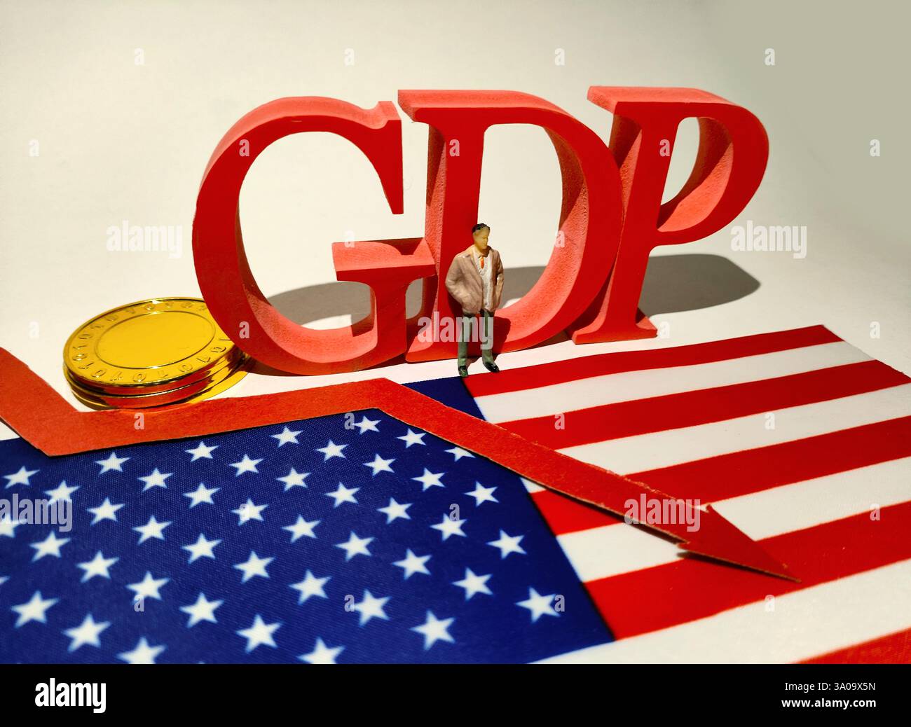 SUQIAN, CHINA - 3. MÄRZ 2025 - Illustration des US-BIP, 3. März 2025, Suqian, Provinz Jiangsu, China. (Foto: CFOTO/SIPA USA) Stockfoto