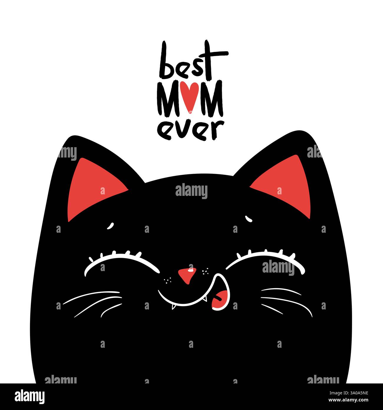 Beste Mutter aller Zeiten, Vektorbeschriftung mit schwarzen Katzen. Happy Mother's Day Kalligraphie Illustration EPS10 Stock Vektor