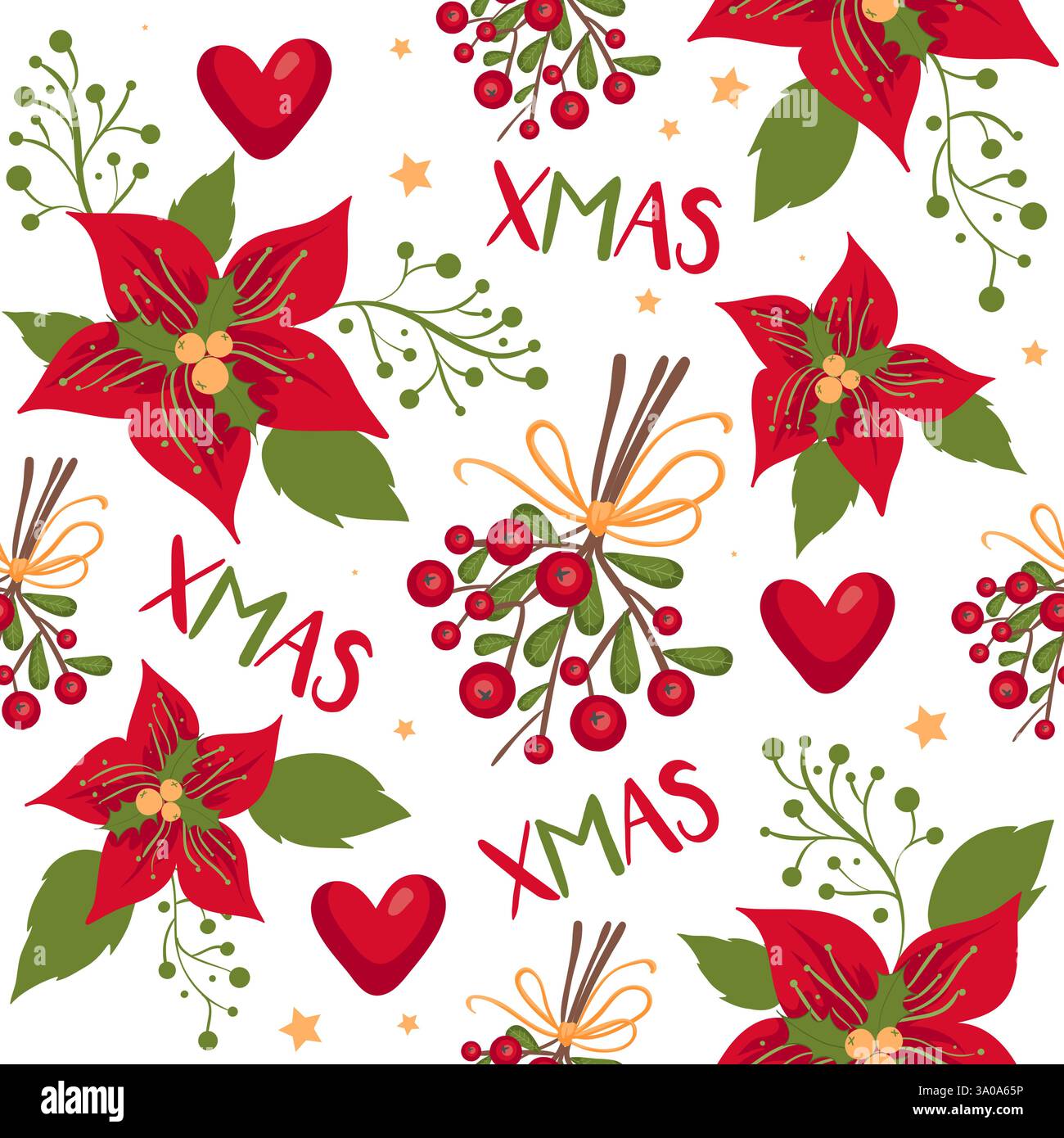 Nahtloses weihnachtsmuster. Weihnachtliche Elemente. Stock Vektor
