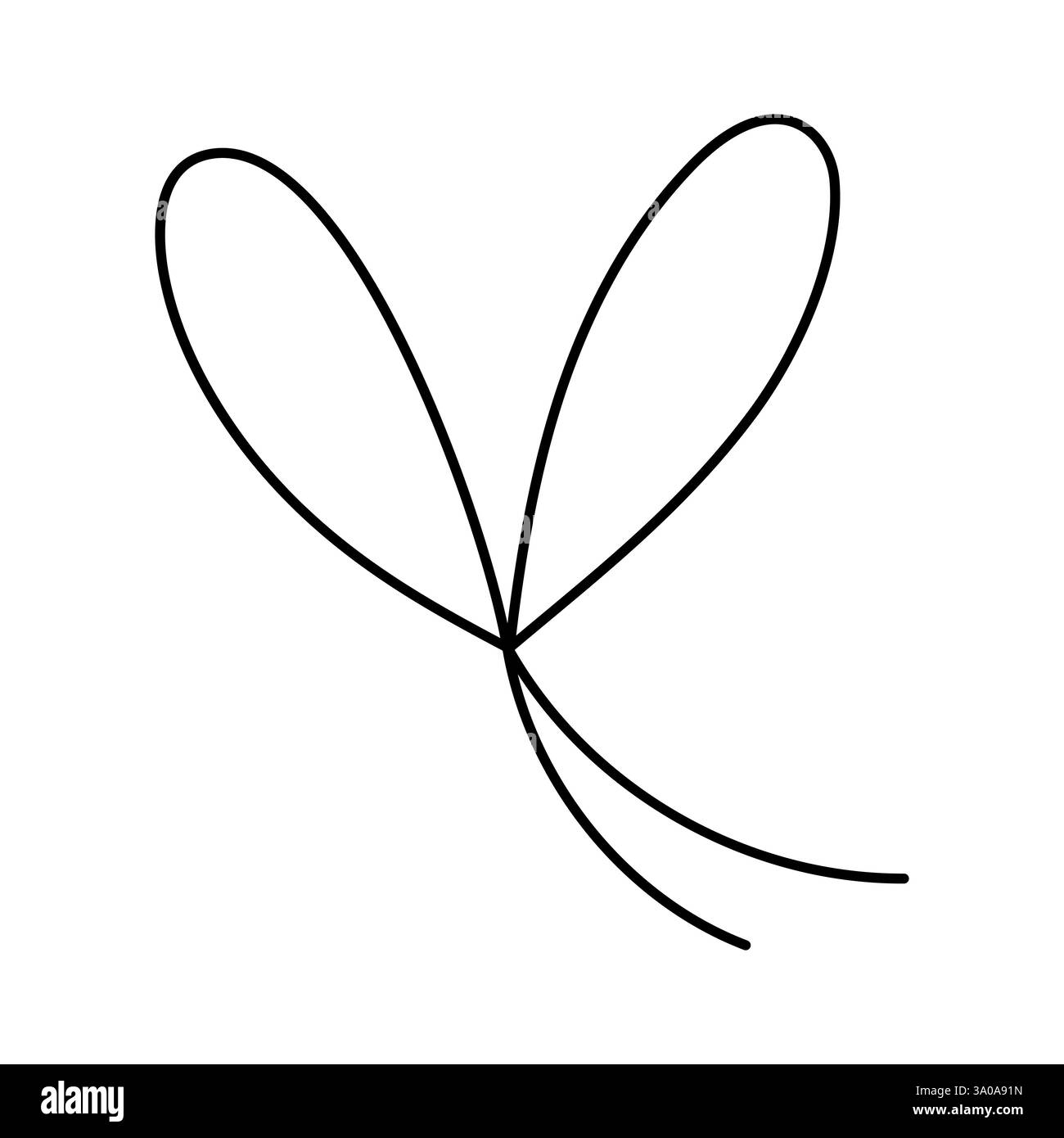 Symbol mit handgezeichneter, gebundener Schleife. Winkendes Band im Doodle-Stil. Dekorationselement der Modellstruktur. Isoliert auf weiß. Vektor Stock Vektor